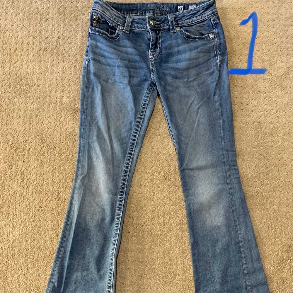 Miss me jeans(1,2) are size 28, and 29, Both Boot cut. Both used, new condition
